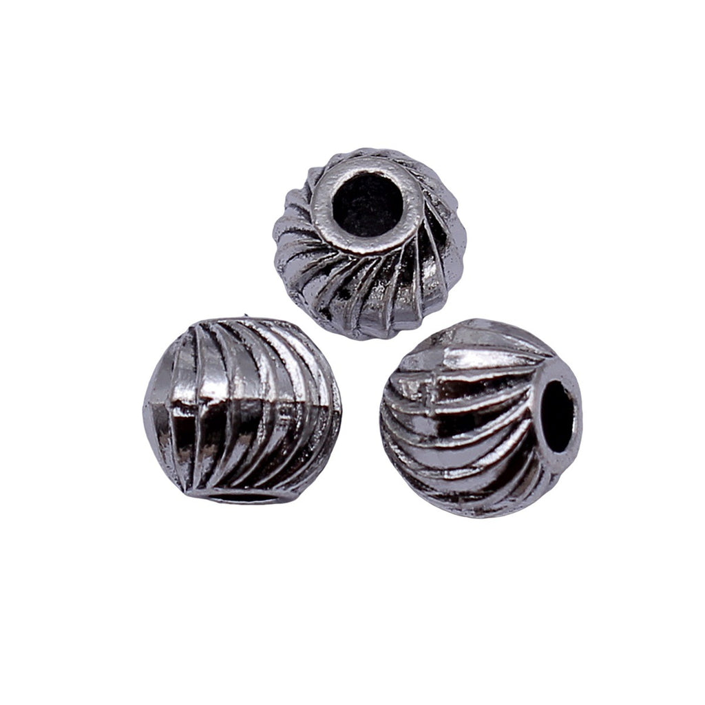 9.5x9.5x8.4mm 2.1g Antique Silver Zinc Alloy Spherical Geometric Pattern Loose Metal Beads for Bracelet Making
