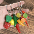 Realistic Orange Bell Pepper and Chili Split Ring Keychains view 4