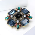 Crystal Square Pearl Cluster Brooch Gold Frame Five Colors view 3