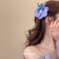 Double Orchid Pearl Like Duckbill Hair Clip In Green Red Yellow Or Blue view 3