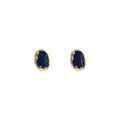 Navy Blue Enamel Irregular Organic Stud Earrings Gold Tone view 5