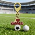Enamel I Love Soccer Keychain Gold Tone Lobster Clasp view 3
