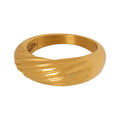 Ribbed Dome Band Ring Gold Or Steel Multiple Us Sizes view 5