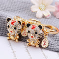 Jeweled Zodiac Tiger Keychain with Gold Tone Ring and Lobster Clasp view 1