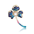 Three Petal Enamel Flower Brooch Pearl Center Blue Pink view 5