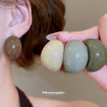 Chunky Resin Curved Stud Earrings In Three Colors Statement Jewelry view 2