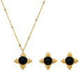 Black Cabochon Cross Pendant Necklace And Stud Earrings view 5
