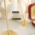 Gold Square Angel Relief Pendant Necklace Cable Chain Style view 2