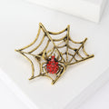 Spider Web Brooch Red or Clear Rhinestone Spider Accents view 3