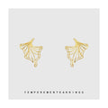 Gold Tone Geometric Skirt Swing Art Earrings Post Clip view 1