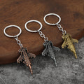 Metal Fighter Jet Keychain in Three Antique Color Finishes view 1
