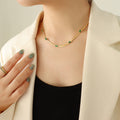 Gold Snake Chain Necklace And Bracelet With Baguette Zircons view 9
