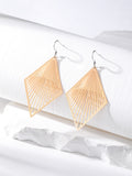 Silver Tone Diamond Radiating Openwork Hook Earrings in Seven Colors view 1