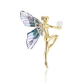 Gold Tone Fairy Brooch Mesh Wing Pearl Accent Pin Metal Pin view 1