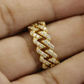 Gold Cuban Link Pavé CZ Geometric Finger Ring Sizes 6-10 view 4