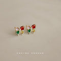 Gold-Tone Mini Multicolor Crystal Butterfly Stud Earrings view 3