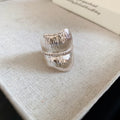 Sculptural Metal Open Rings Teardrop Bark Pearl Six Styles view 8