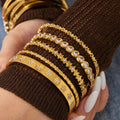 Crystal Hinged Bangle Collection in Five Gold and Silver Designs view 2