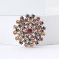 Round Floral Crystal Brooch in Purple and Blue Decorative Lapel Accessory view 3