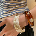 Resin Shell Pearl Bangles Cream Teal Tortoise Brown view 1