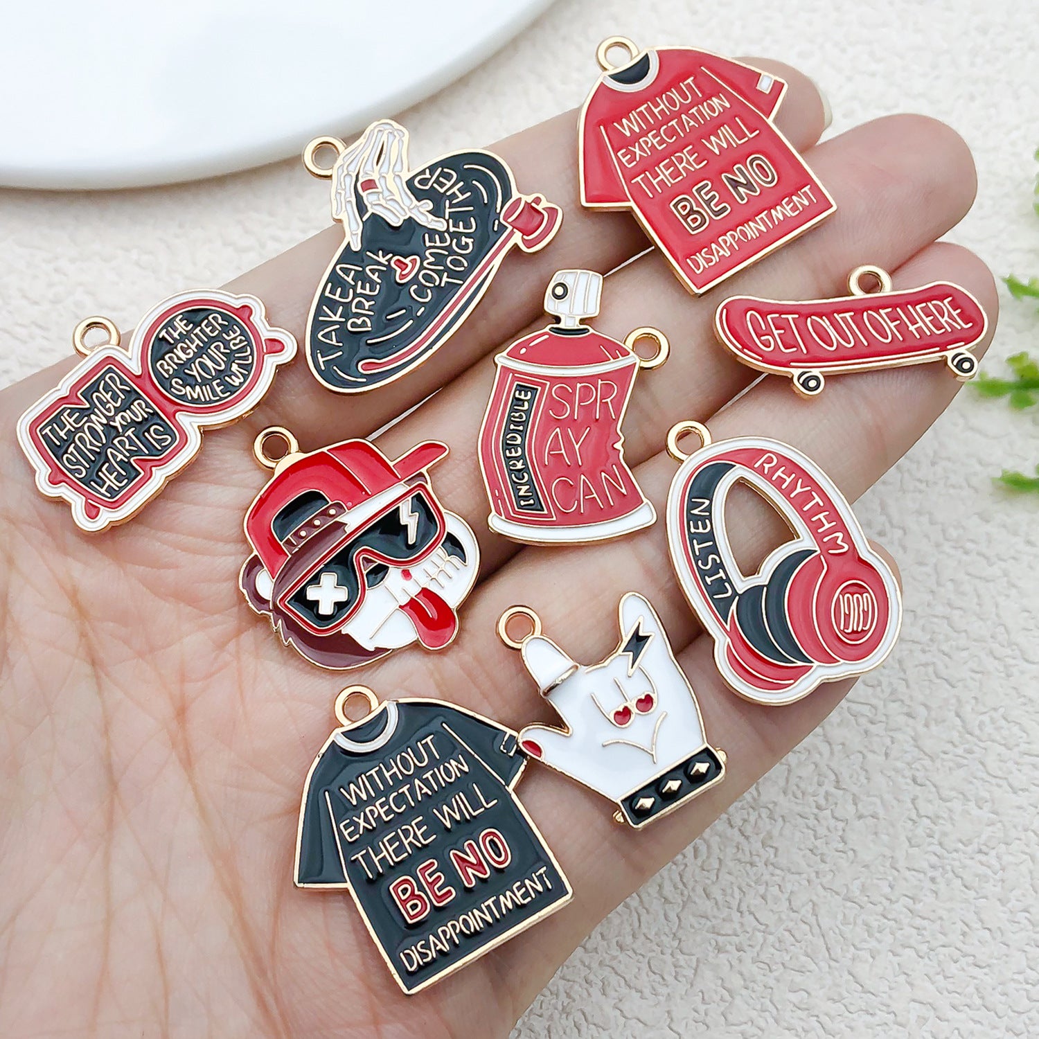 Zinc Alloy Hip Hop Headphone Shoe Microphone Charm Pendant for DIY Bag and Jewelry