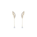 Crystal Rhinestone Wing Chain Teardrop Dangle Earrings view 5