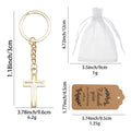 Gold Hollow Cross Keychain Split Ring Chain Pendant view 2