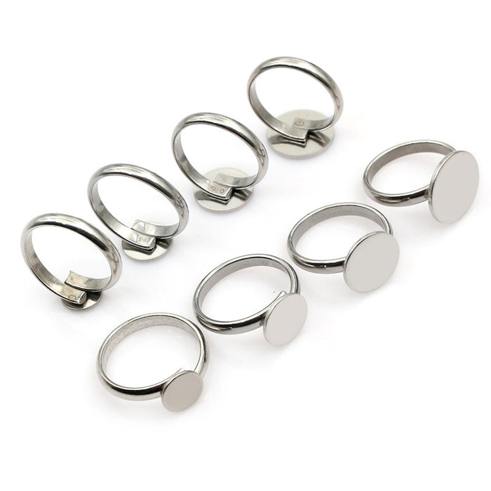 Adjustable Stainless Steel Ring Blanks With Round Pads