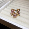 Geometric Triple Stone Open Rings Pink Blue Gray Nine Styles view 6