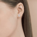 Silver Bunny Holding Carrot Stud Earrings Pink Enamel view 3