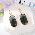 Gold Tone Rectangular Faceted Crystal Hook Earrings in Five Colors view 2