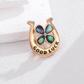 Four Leaf Clover Openwork Crystal Metal Brooch Pin view 5