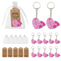 Pink Heart I Love You Mom Keychain, Single Or Organza Bag And Thank You Tag Set view 1