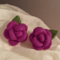 Soft Fabric Rose Stud Earrings in Five Bright Colors view 10