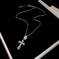 Crystal Cross Earrings and Pendant Necklaces in Two Tones view 7