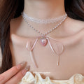 Lace Pearl Strawberry Choker And Flower Bead Stud Earrings view 3