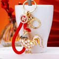 Mixed Jeweled Rooster and Hen Keychains in Three Distinct Designs view 3