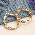 Irregular Textured Hoop Earrings in Gold-Tone Metal Jewelry view 3