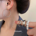 Geometric Metal Hoop Earring Sets Six Pairs Gold Silver view 2