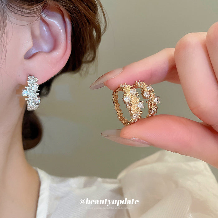 Crystal Edge Hoop Earrings in Gold and Silver Tone