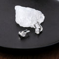 Silver Leverback Huggie Earrings White Round Cabochon view 1
