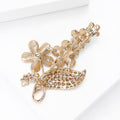 Four Flower Crystal Spray Brooch In Gold And Silver Tones view 4