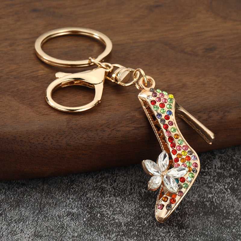 Rhinestone High Heel Shoe Keychain with Crystal Pendant for Bags