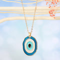 Gold Tone Layered Enamel Evil Eye Pendant Necklaces in Seven Designs view 8