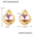 Gold Copper Cushion Zircon Stud Earrings Pendant Necklace Set view 12