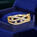 Gold Tone Interwoven Openwork Ring With Clear Stones view 2
