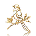 Openwork Bird on Branch Brooch in Gold or Silver Tone view 1