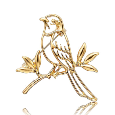 Bird Branch Brooch front view on white background