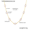 Shell Pearl Station Necklaces and Bracelets Gold Chain view 6