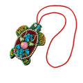 Beaded Turtle Charm Pendant with Rhinestone Accents and Red Cord view 5
